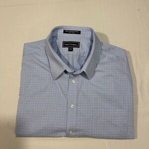 Paul Fredrick Men's Light Blue Grid Dress Shirt